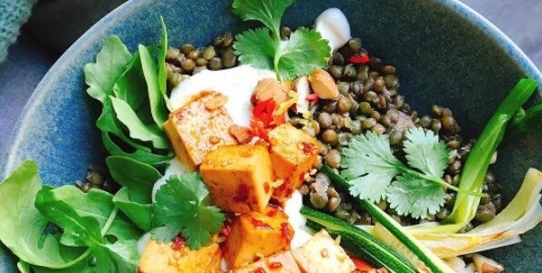lentilles ris herbes fr tofu mariné au soja